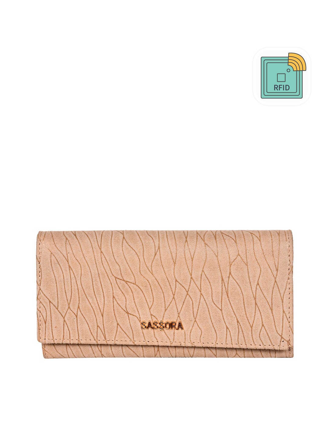 

Sassora Women Brown Abstract Printed Leather Envelope