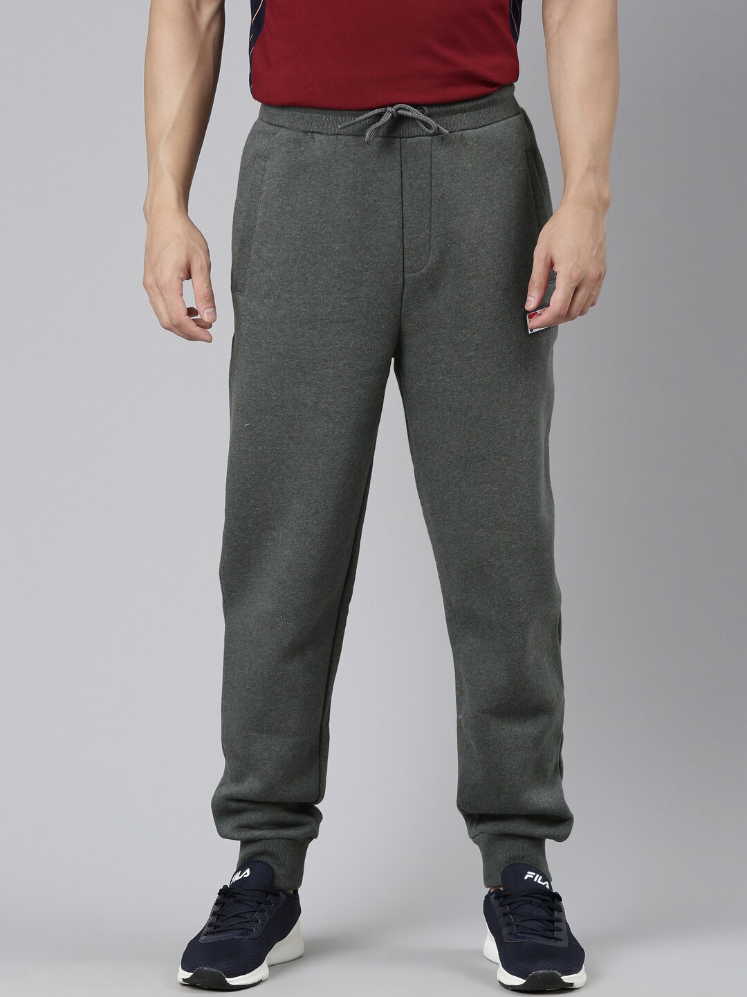 

FILA Men Grey Solid Cotton Joggers