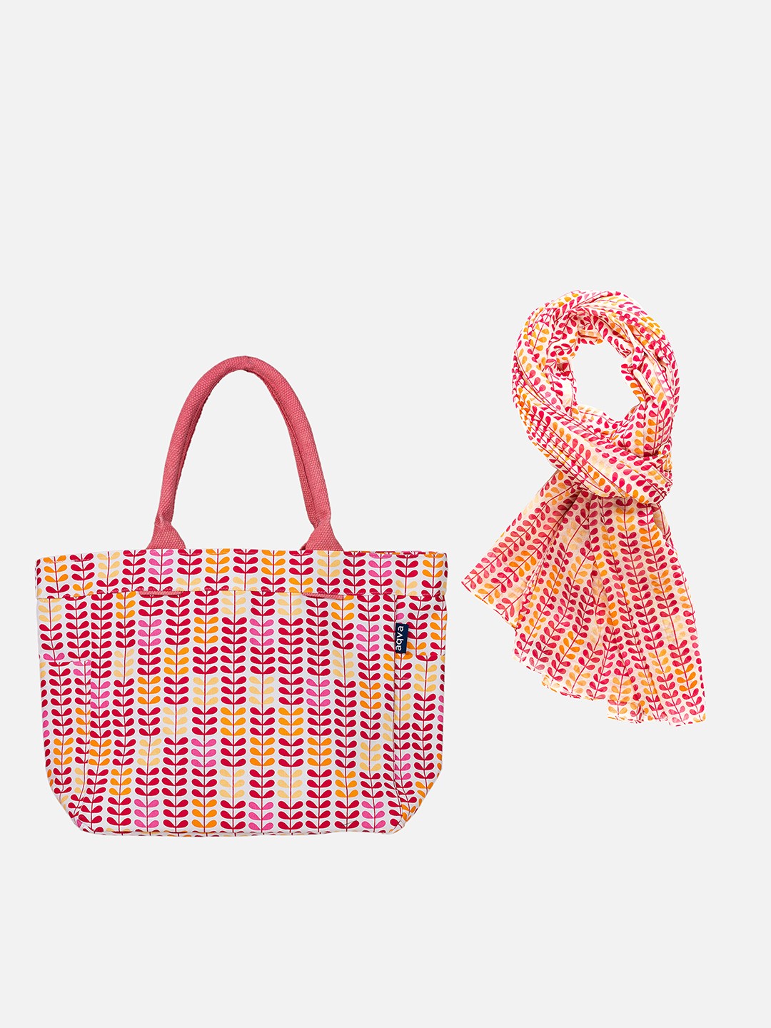 

AQVA Fuchsia Floral Printed Oversized Cotton Shopper Tote Bag & Scarf
