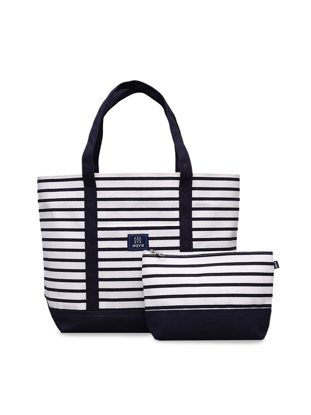 

AQVA White Striped Oversized Shopper Tote Bag