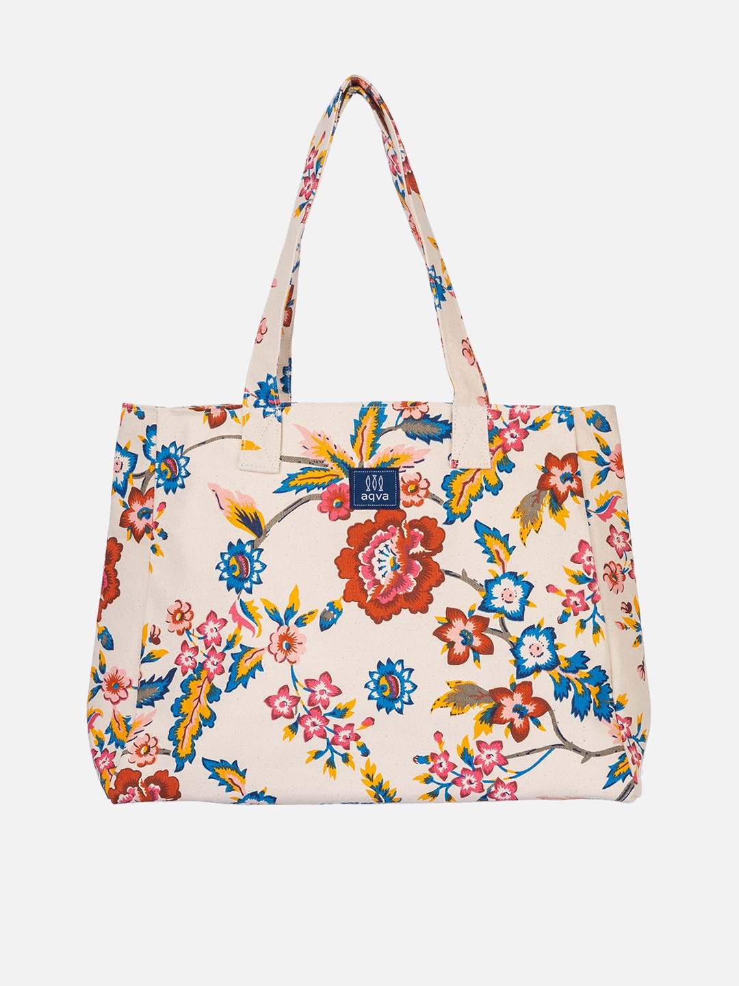 

AQVA Cotton Floral Printed Shopper Tote Bag, Blue