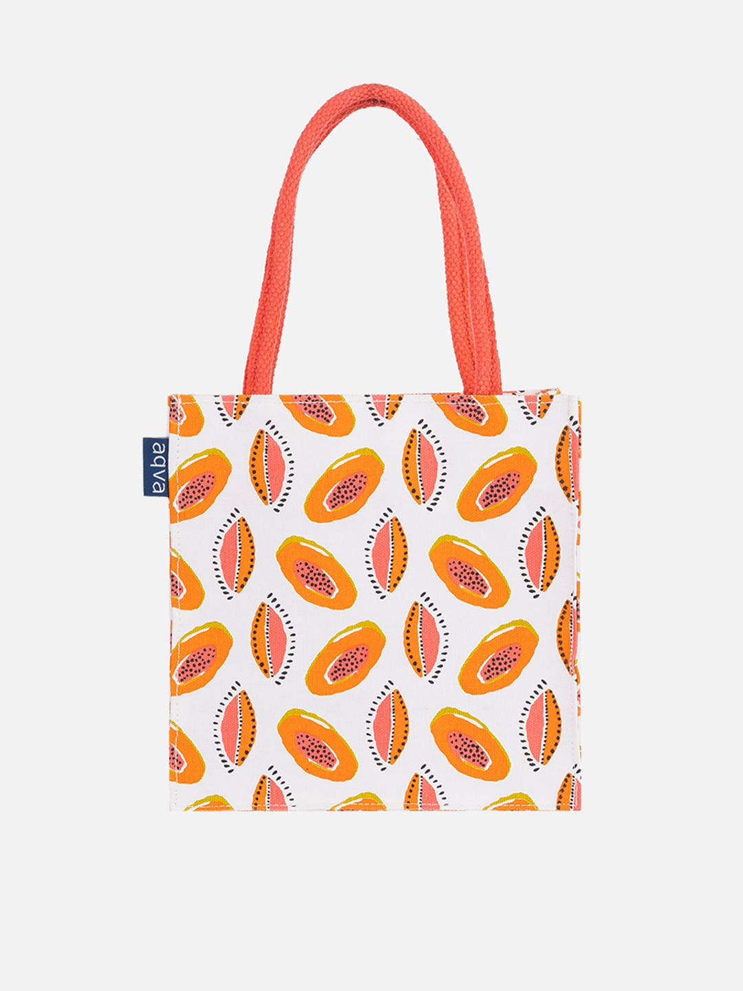 

AQVA Printed Shopper Cotton Handheld Bag, Orange