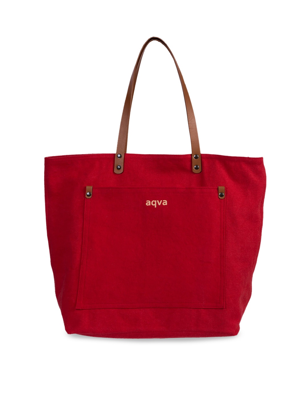 

AQVA Red Cotton Oversized Structured Shoulder Bag with Cut Work