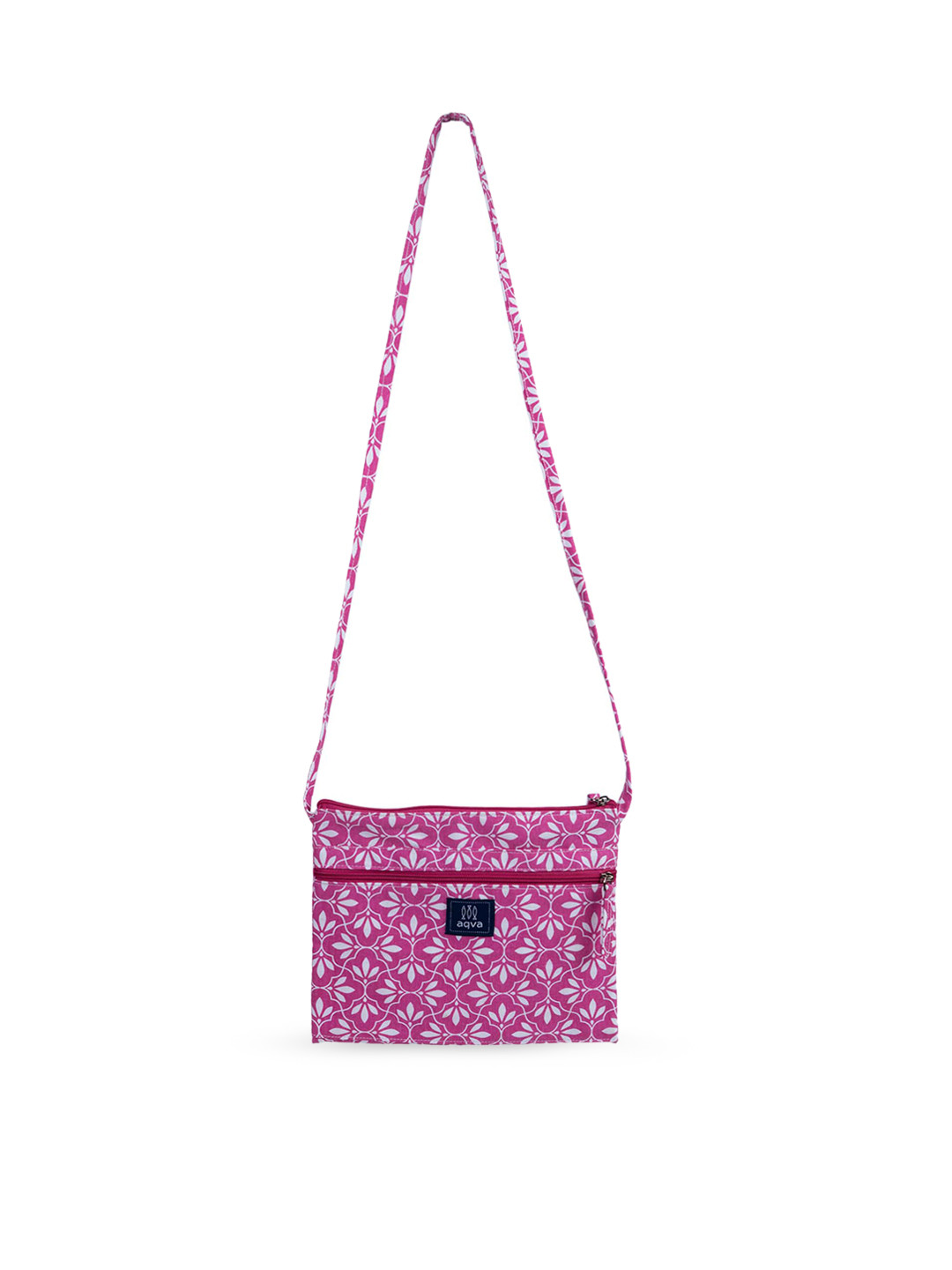 

AQVA Cotton Floral Printed Structured Sling Bag, Pink