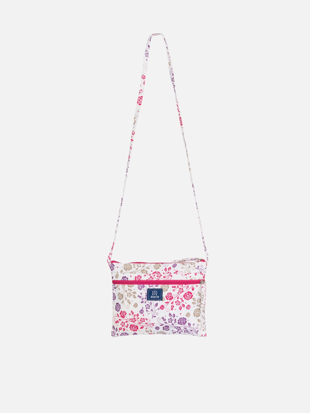 

AQVA White Cotton Floral Printed Shopper Sling Bag