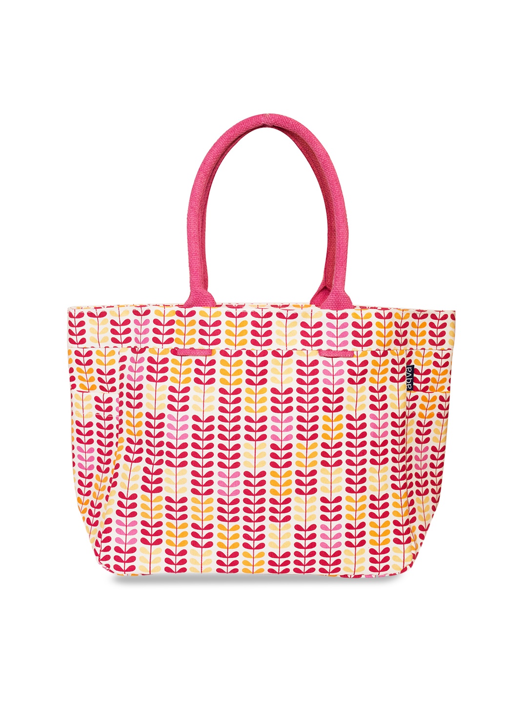 

AQVA Cotton Printed Shopper Shoulder Bag with Cut Work, Pink