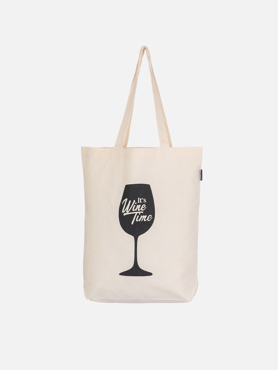 

AQVA White Cotton Printed Structured Tote Bag