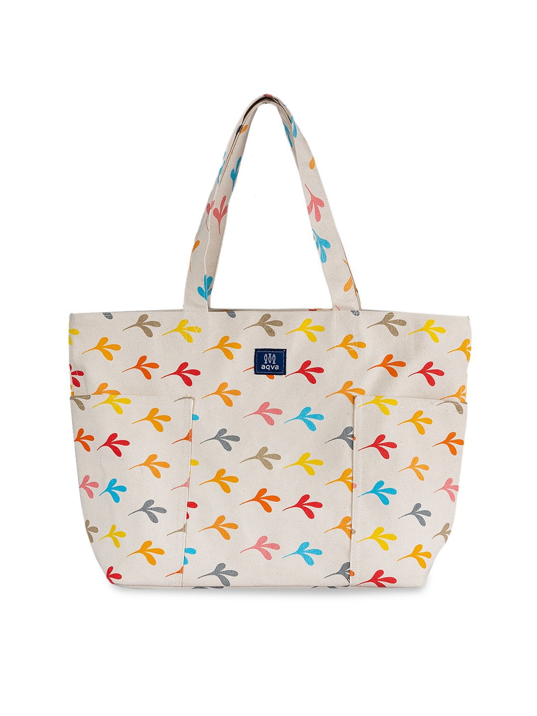 

AQVA Printed Cotton Oversized Tote Bag, Off white