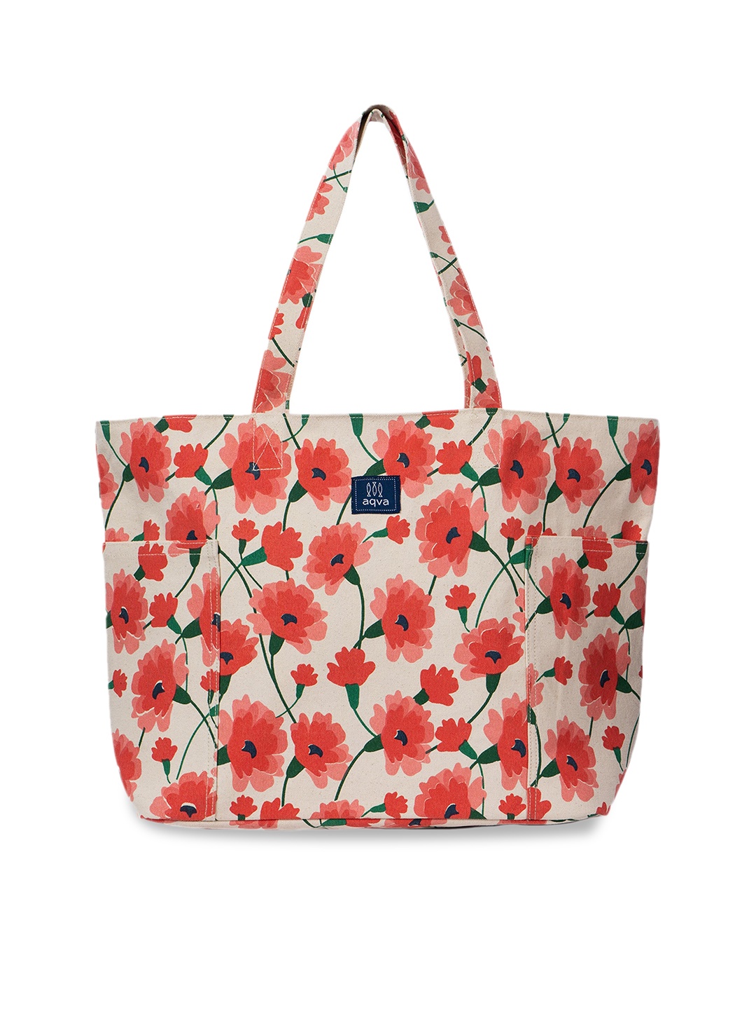 

AQVA Floral Printed Oversized Cotton Shoulder Bag, Red