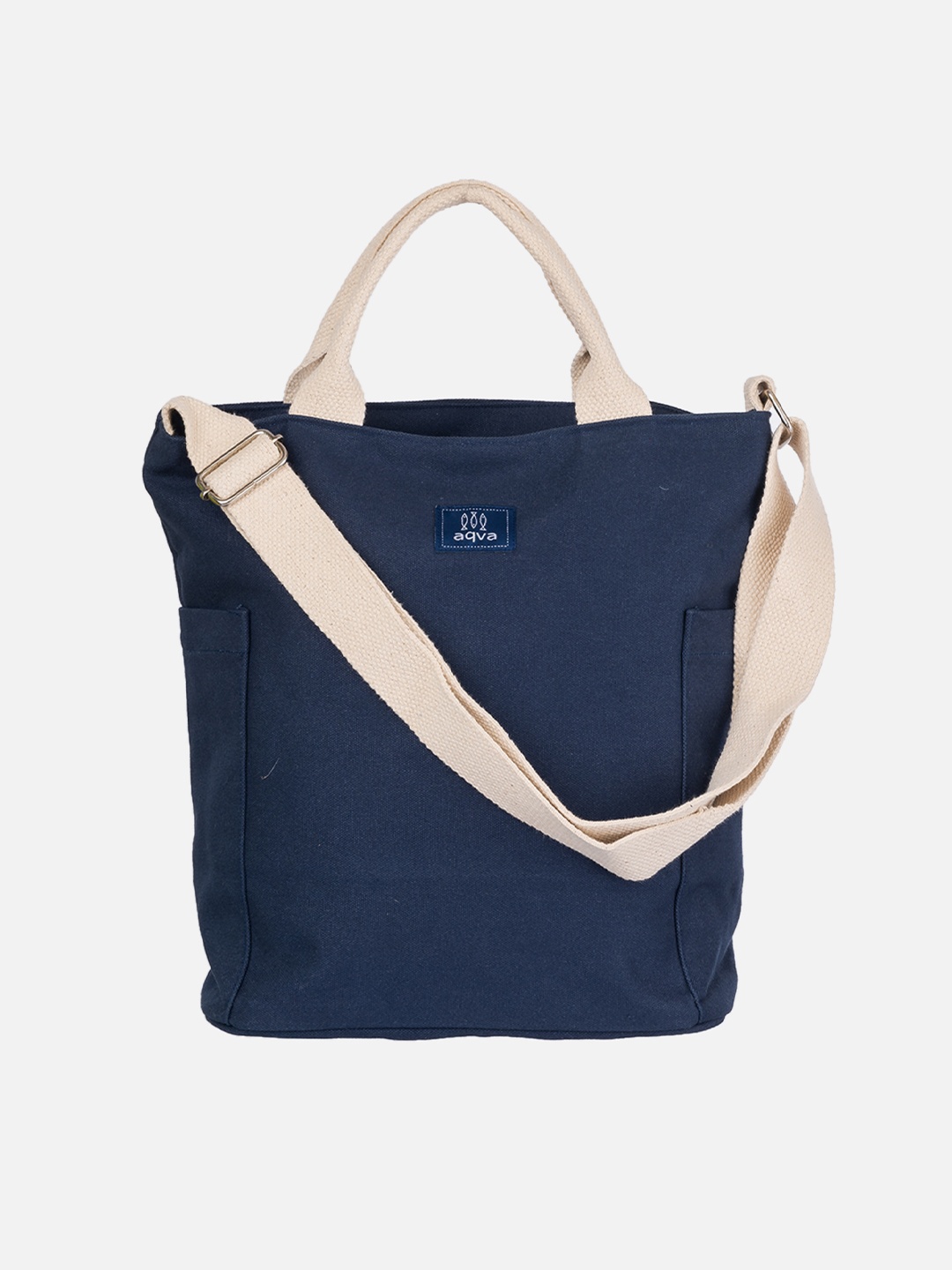 

AQVA Navy Blue Oversized Shopper Cotton Handheld Bag