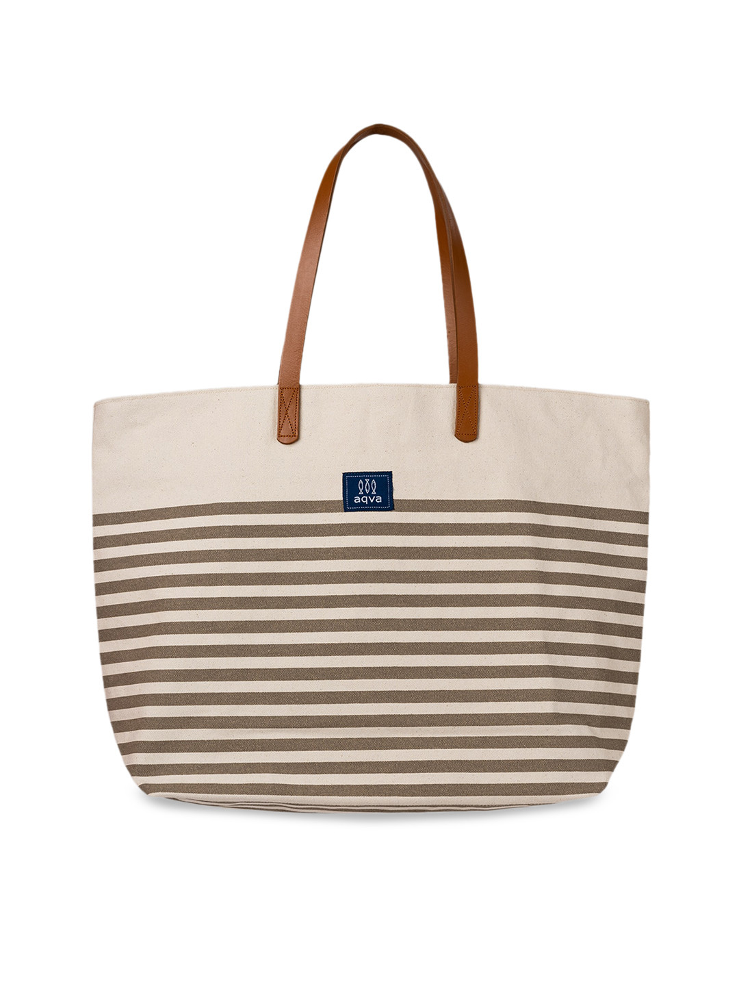 

AQVA Brown Striped Shopper Cotton Shoulder Bag