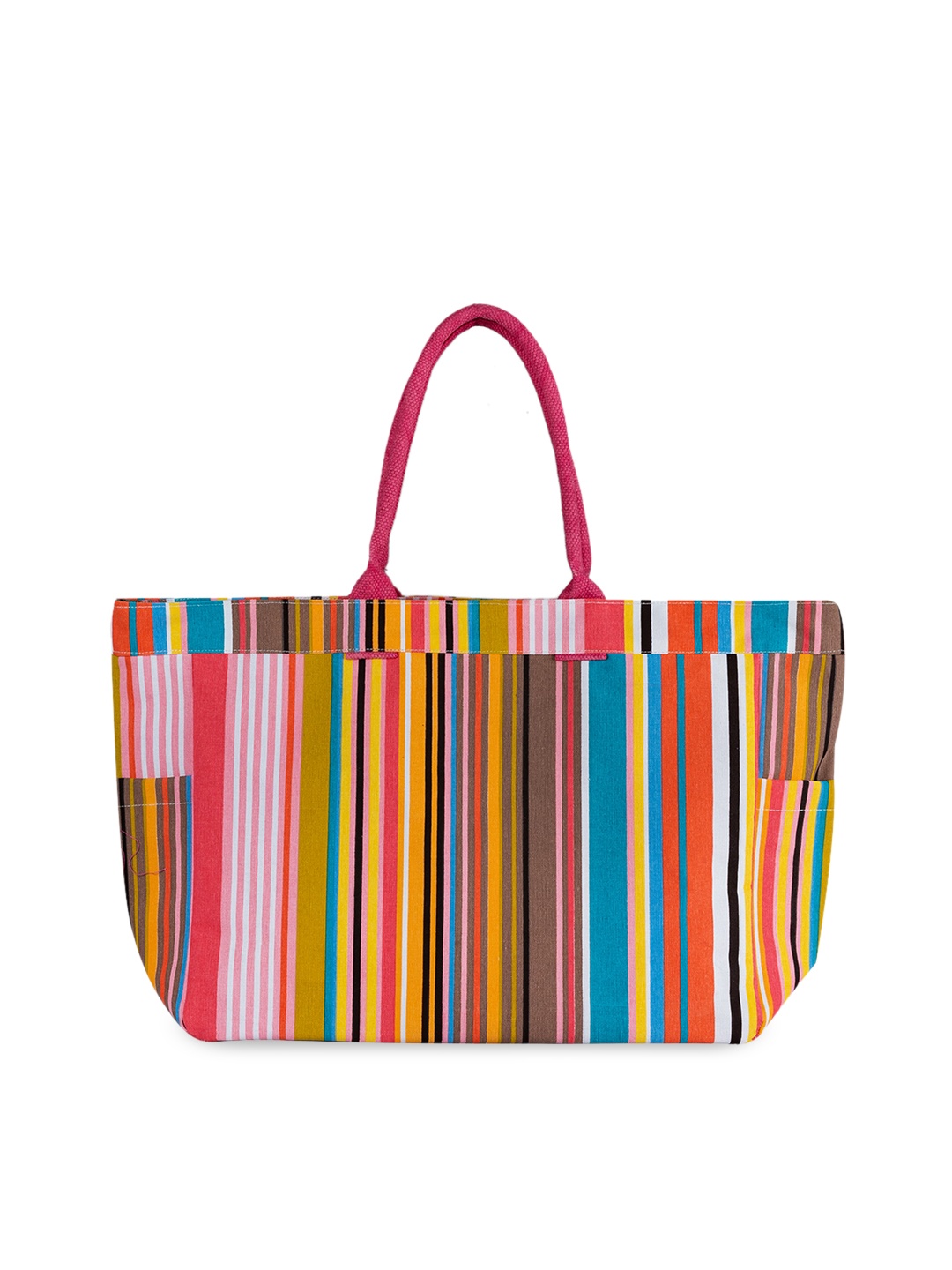 

AQVA Multicoloured Striped Oversized Shopper Handheld Bag, Multi