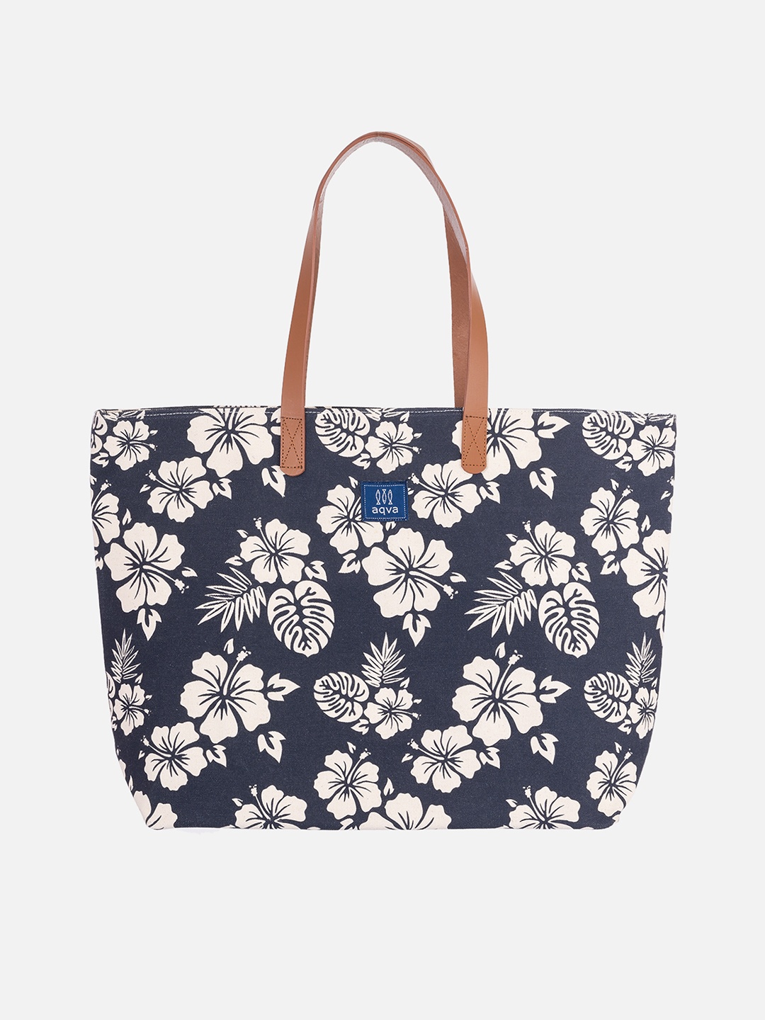 

AQVA Black Floral Cotton Oversized Shopper Shoulder Bag