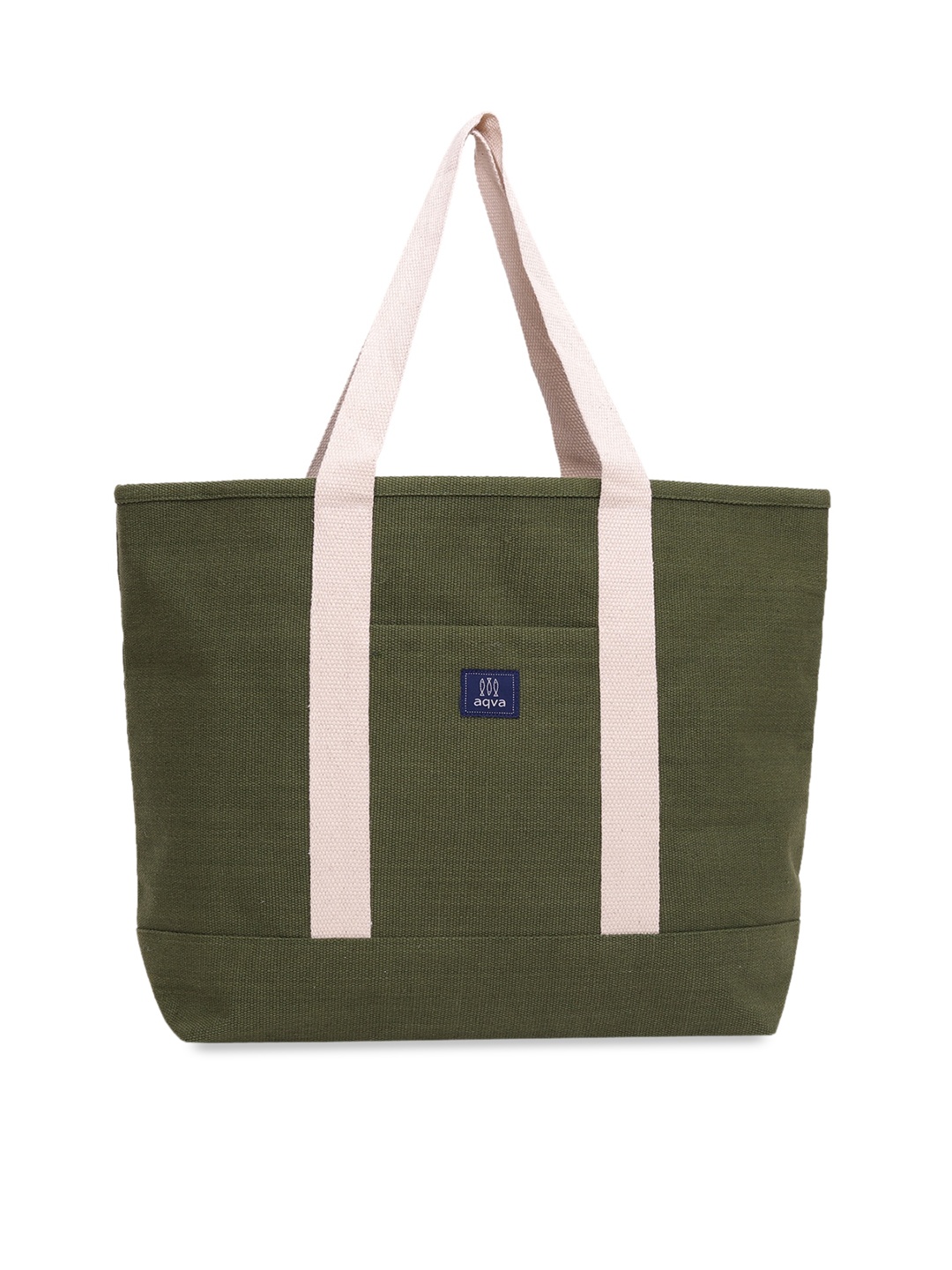 

AQVA Olive Green Oversized Shopper Cotton Tote Bag