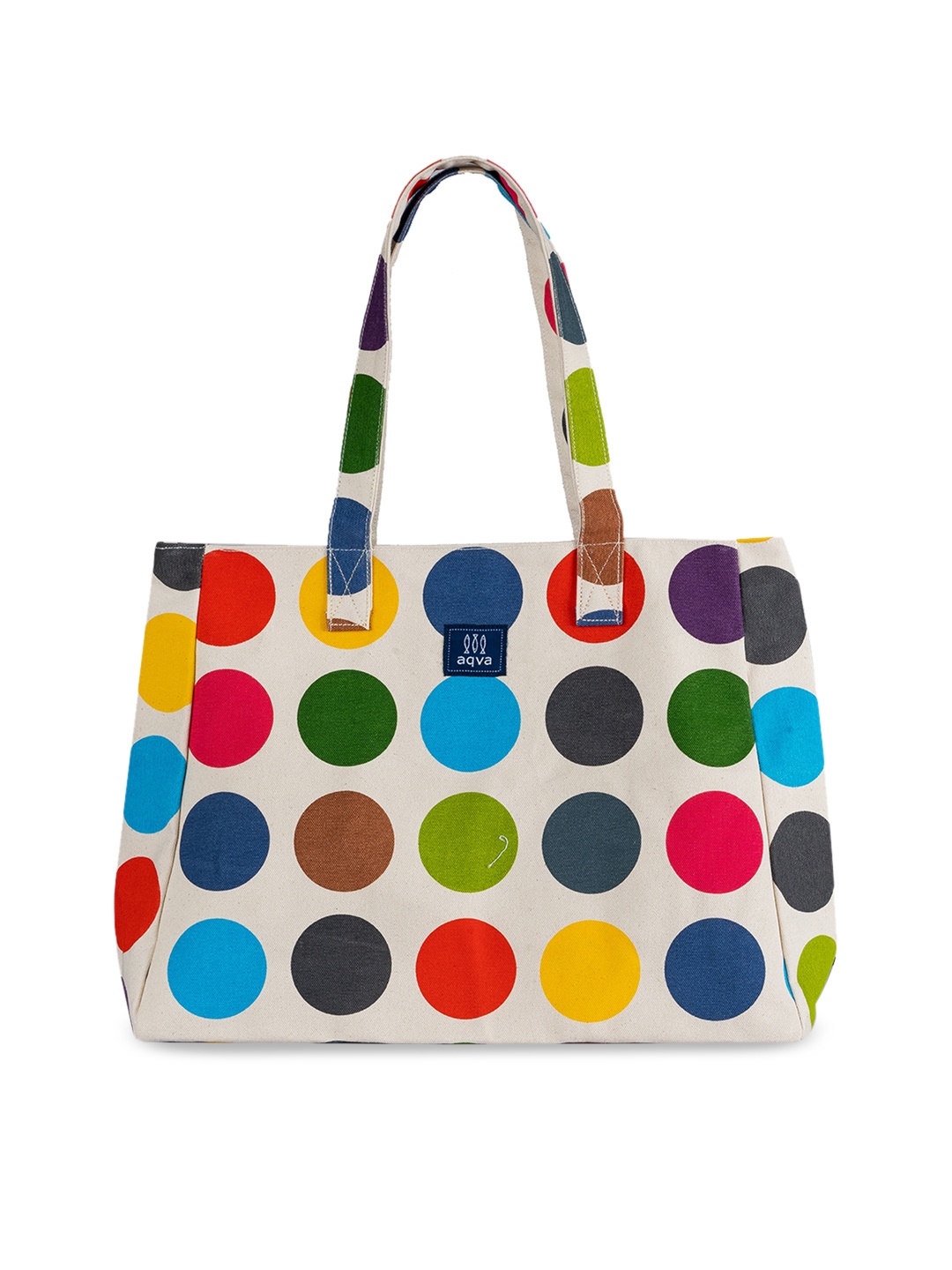 

AQVA Off White Geometric Printed Shopper Cotton Tote Bag