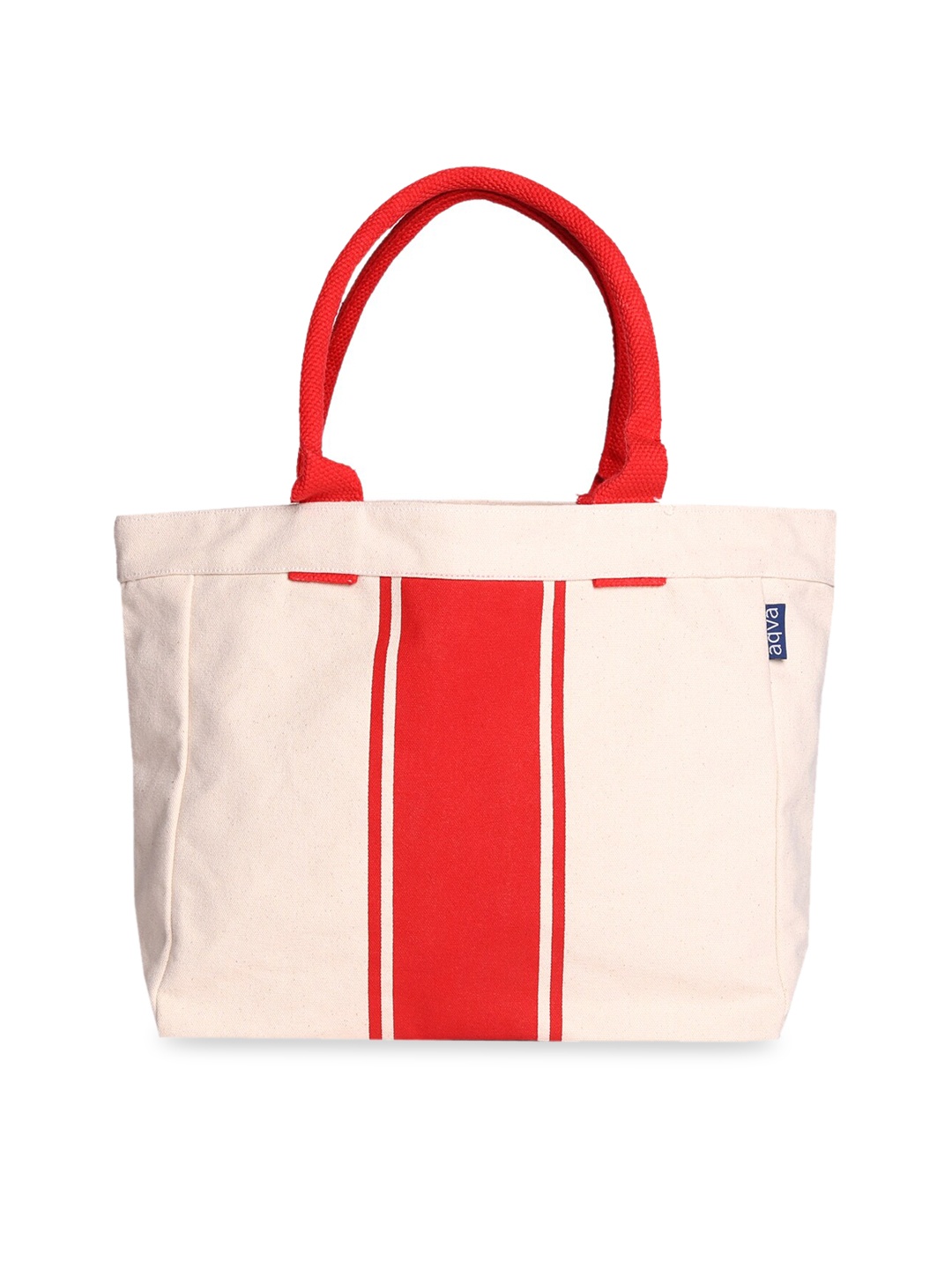 

AQVA Colourblocked Cotton Tote Bag Handbags, Off white