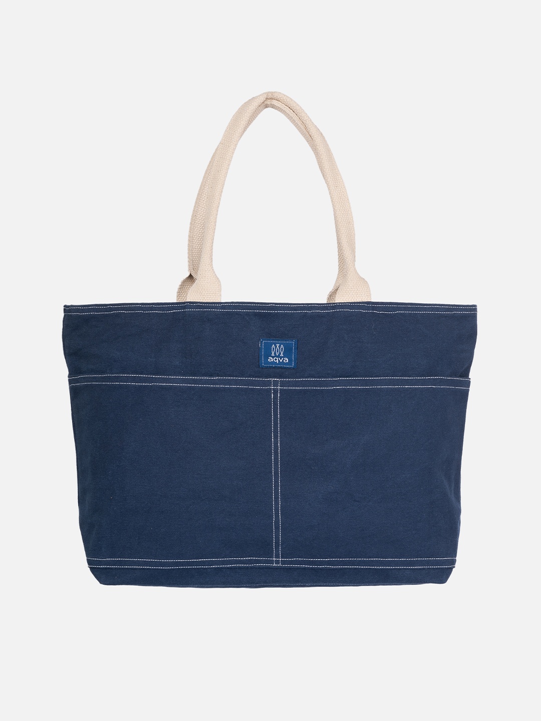 

AQVA Navy Blue Structured Cotton Tote Bag