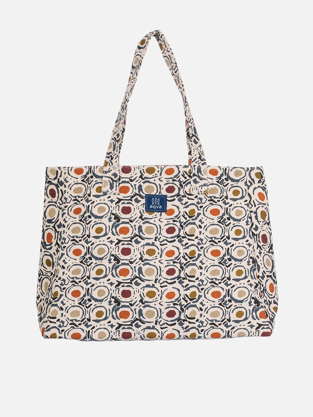 

AQVA Printed Oversized Shopper Cotton Tote Bag, White