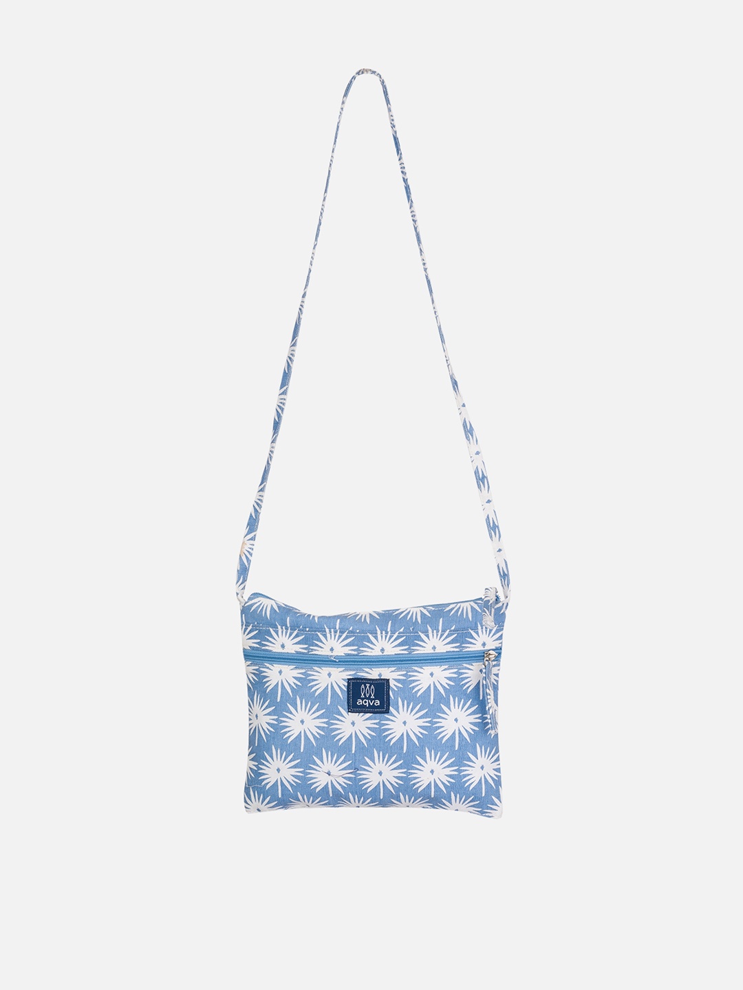

AQVA Blue Printed Cotton Shopper Sling Bag