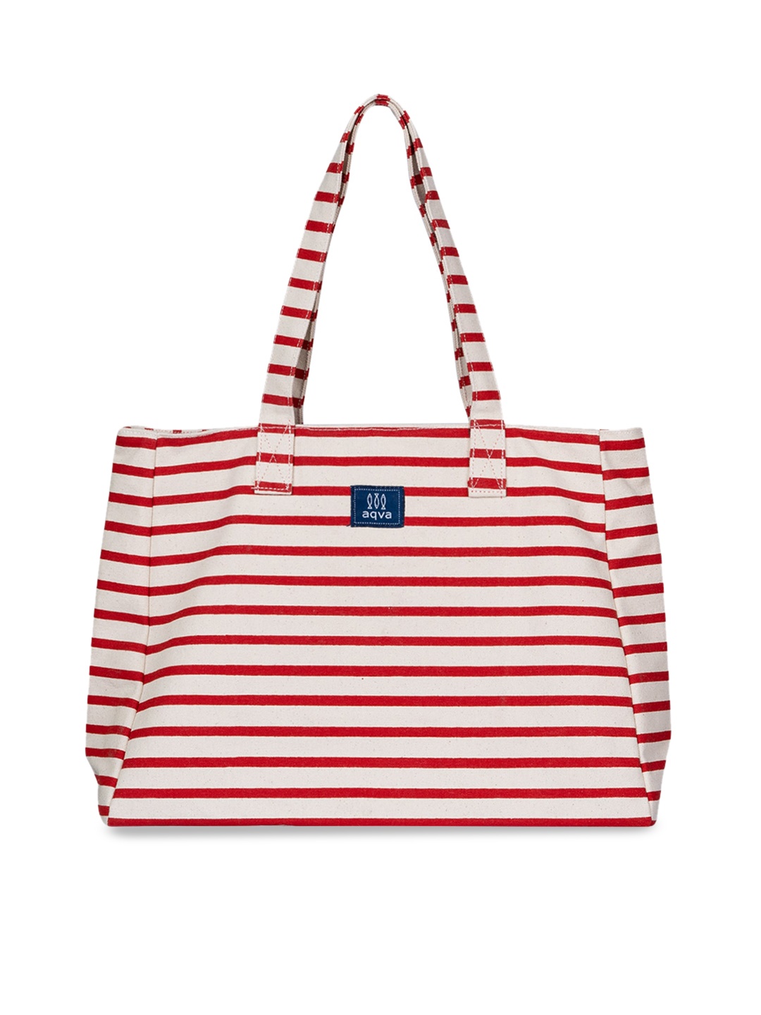 

AQVA Red Striped Shopper Cotton Tote Bag