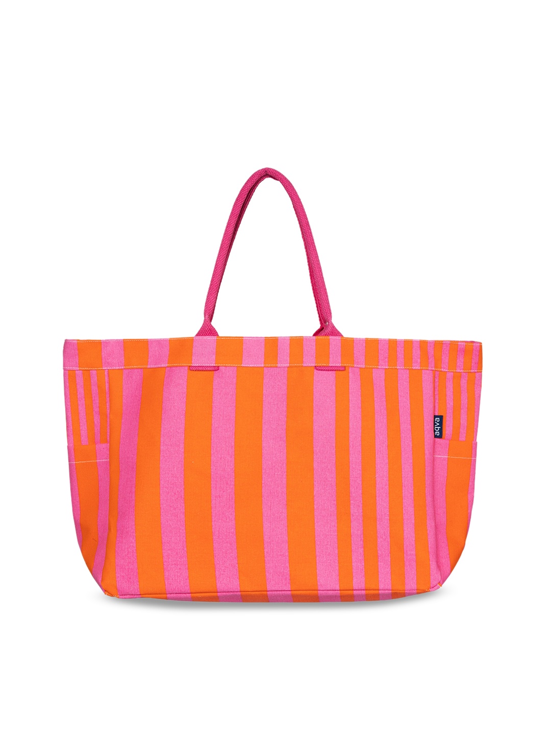 

AQVA Pink Striped Oversized Shopper Cotton Tote Bag