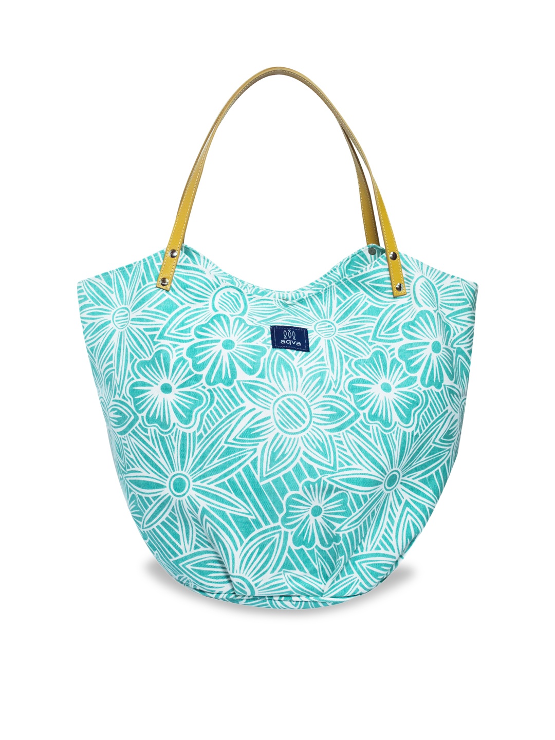 

AQVA Floral Printed Shopper Cotton Tote Bag, Blue