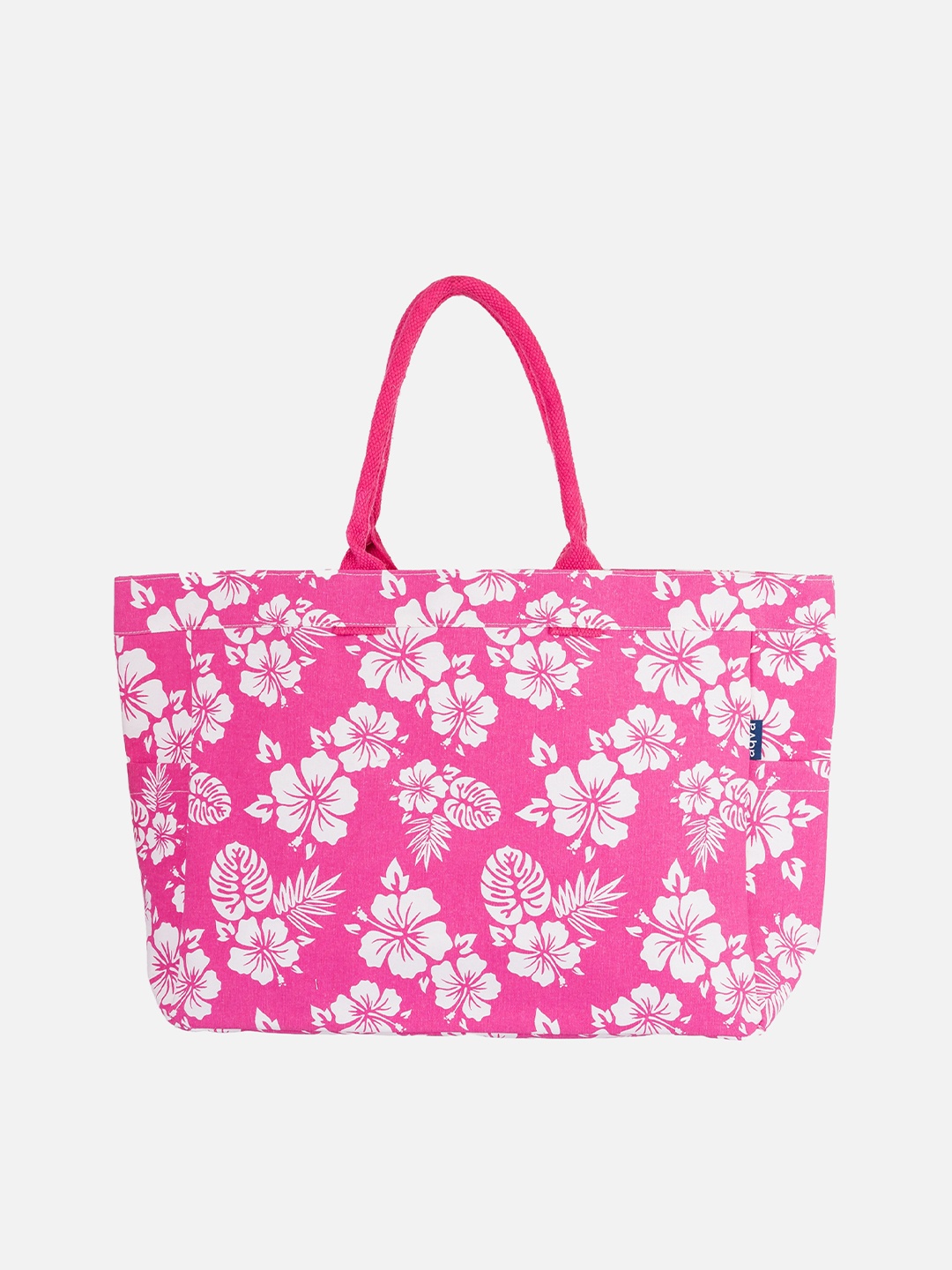 

AQVA Pink & White Floral Printed Oversized Shopper Tote Bag