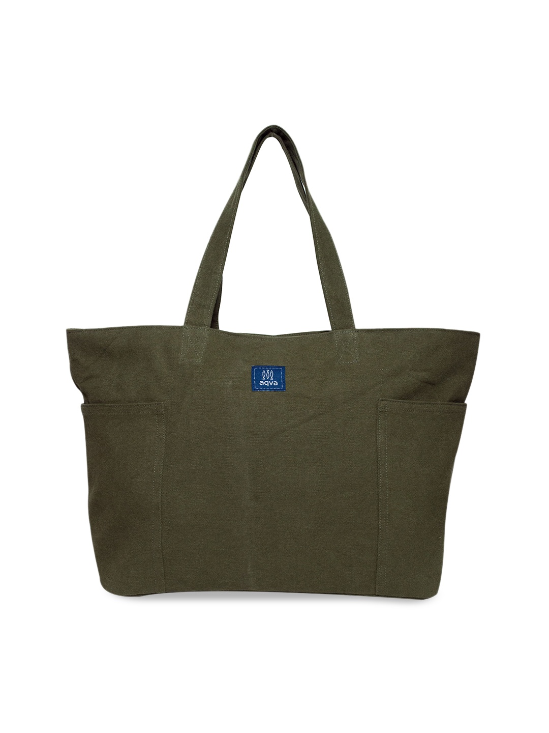 

AQVA Olive Green Oversized Cotton Canvas Shopper Tote Bag