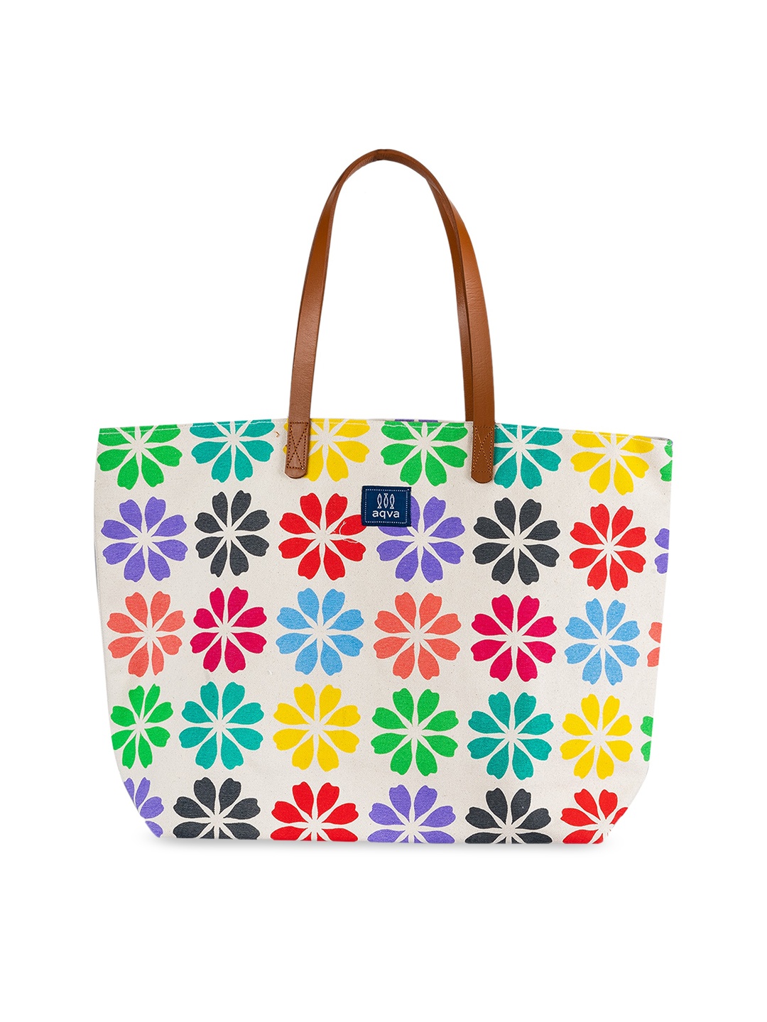 

AQVA Off White Floral Printed Oversized Shopper Tote Bag