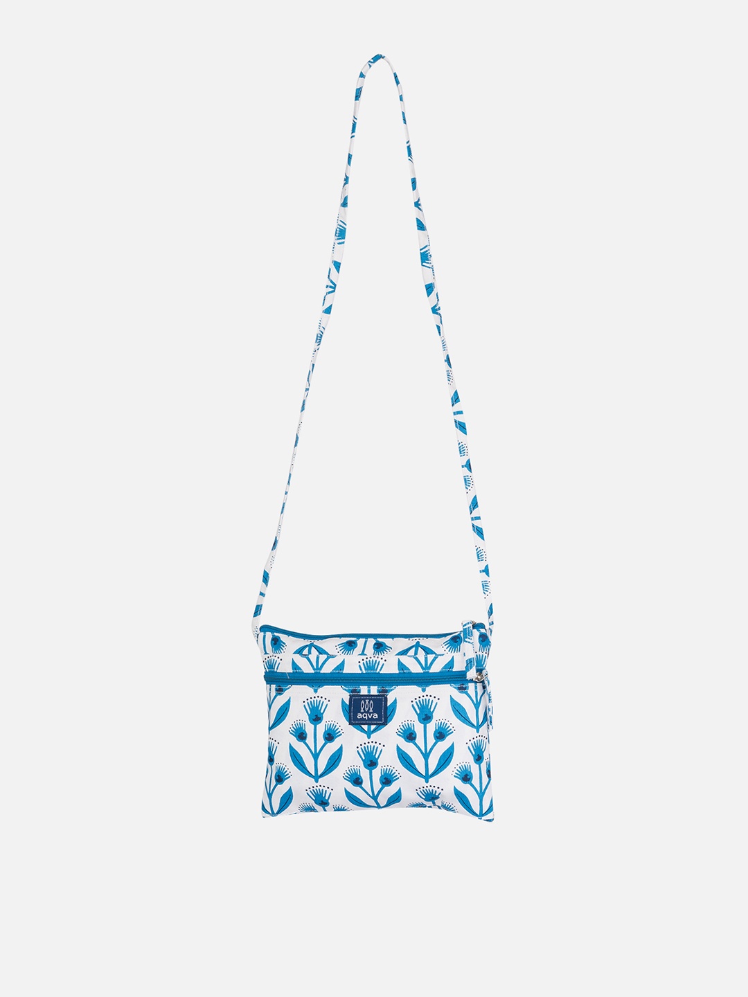 

AQVA Floral Printed Cotton Sling Bag Handbags, Blue