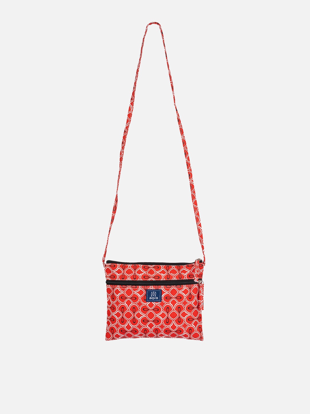 

AQVA Geometric Printed Cotton Sling Bag Handbags, Red