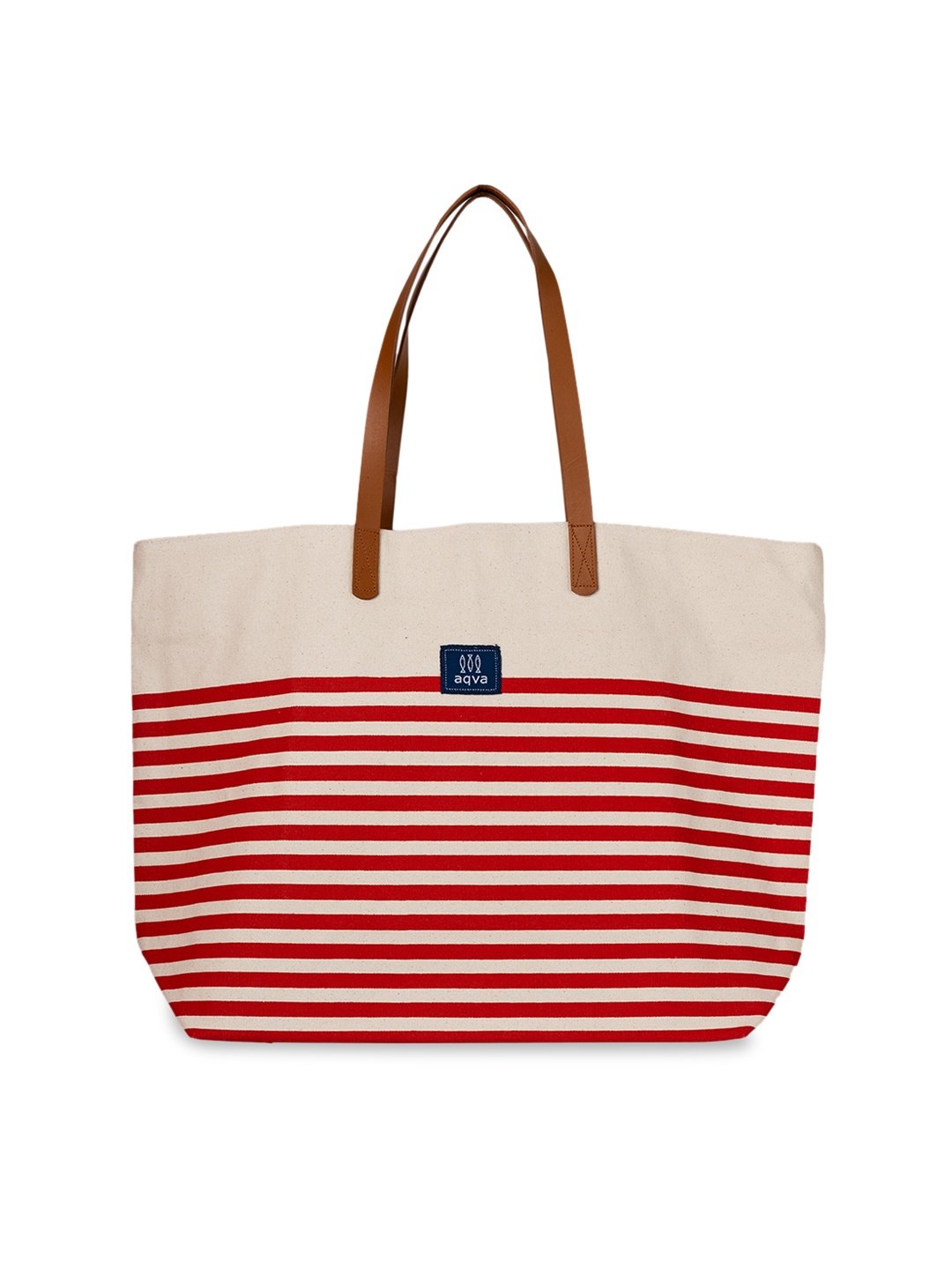

AQVA Red Striped Shopper Tote Bag