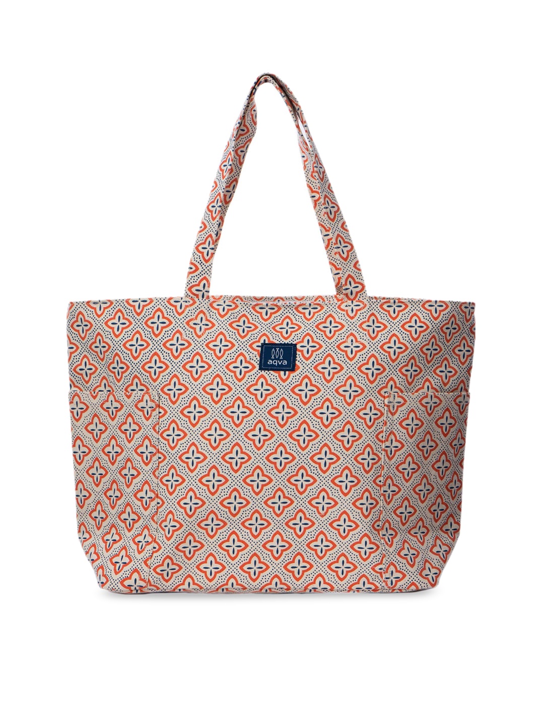 

AQVA Pink Geometric Printed Cotton Shopper Shoulder Bag
