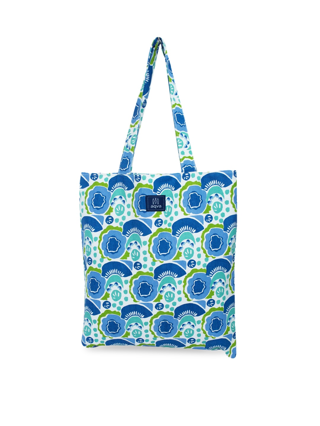

AQVA Melons Sky Printed Cotton Shopper Tote Bag, Blue