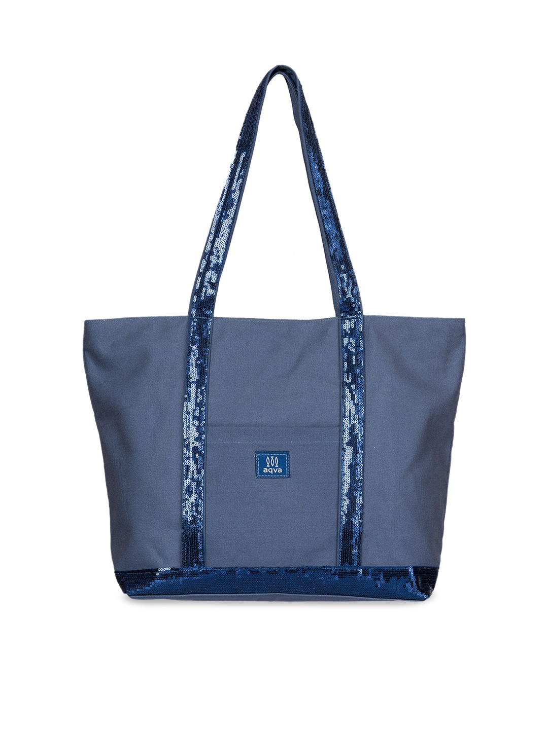 

AQVA Navy Blue Embellished Cotton Oversized Shopper Shoulder Bag