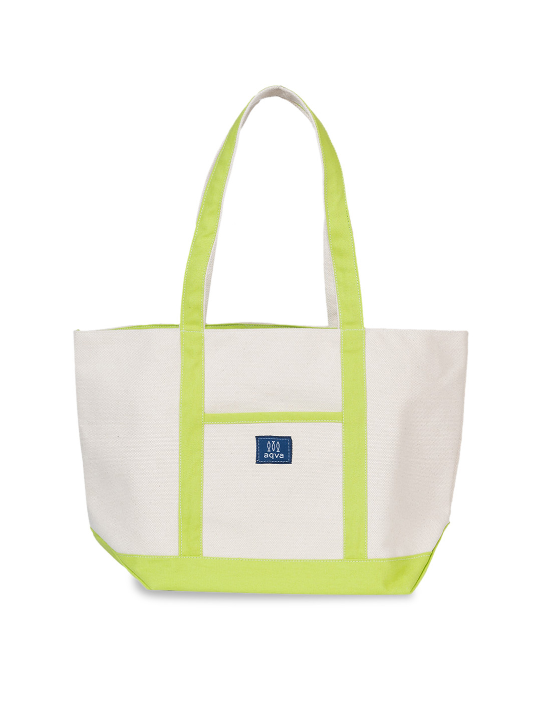 

AQVA White Colourblocked Canvas Structured Tote Bag