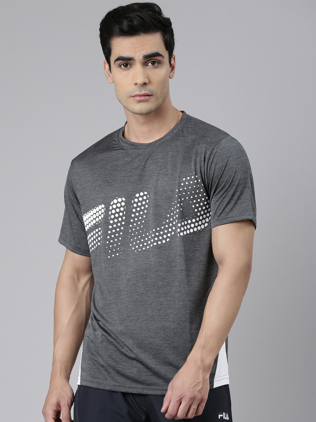 

FILA Men Grey & White Brand Logo Printed T-shirt