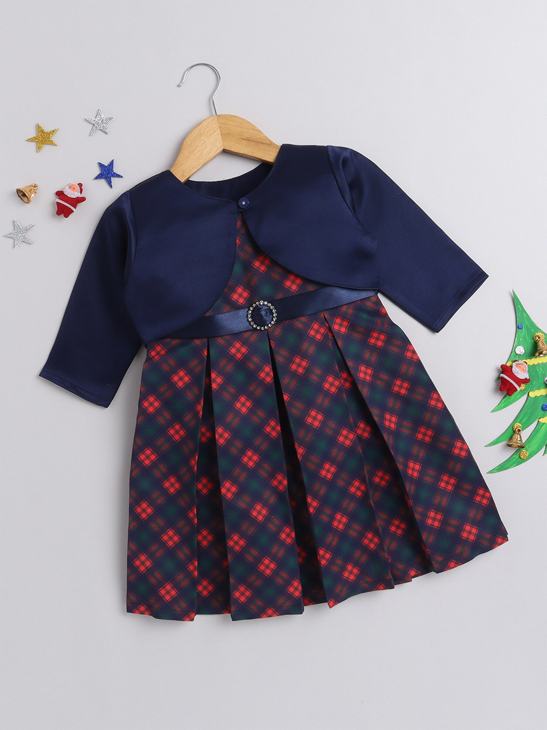 

The Magic Wand Girls Navy Blue Printed Dress