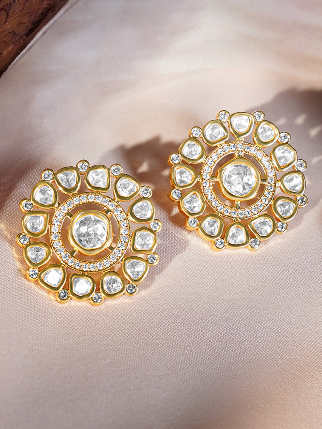 

Rubans Gold-Toned Circular Studs Earrings