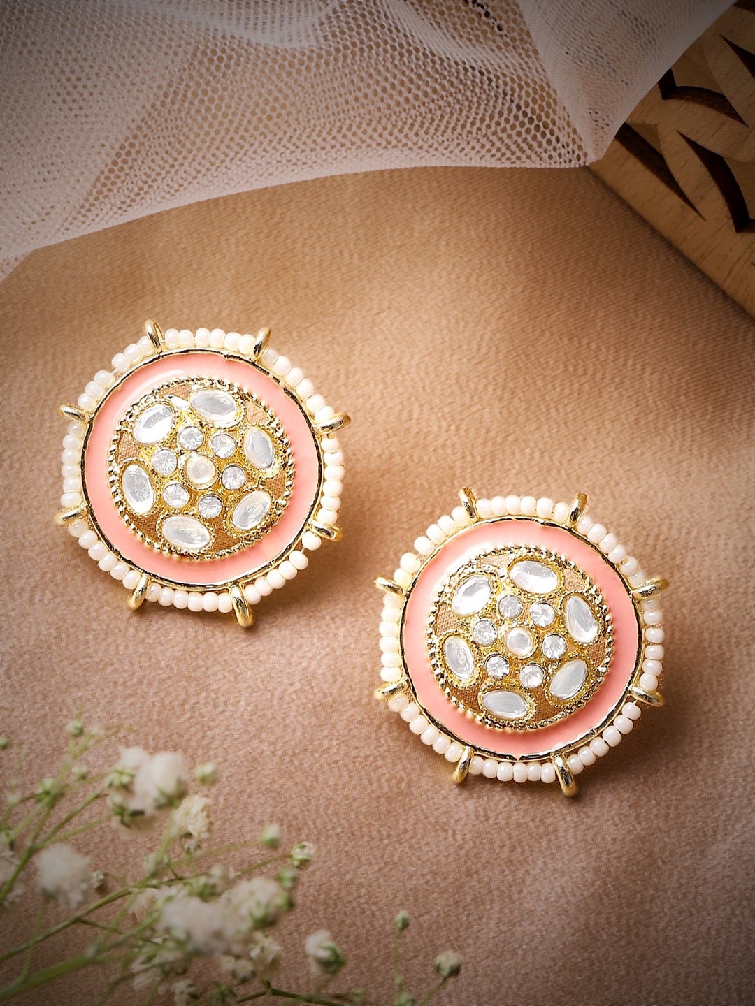 

Rubans Gold-Toned Circular Studs Earrings