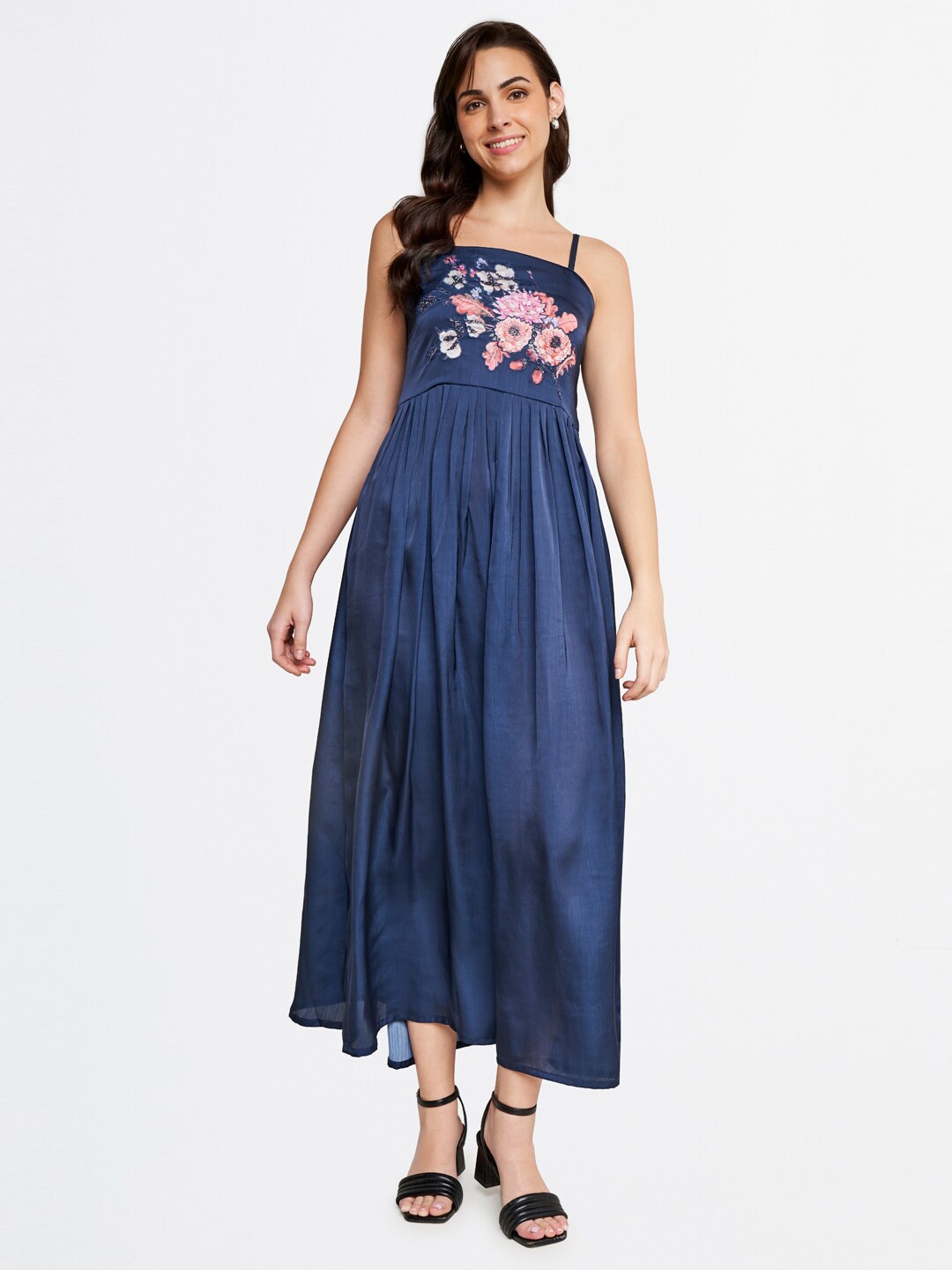 

AND Women Blue Embellished Maxi Dress