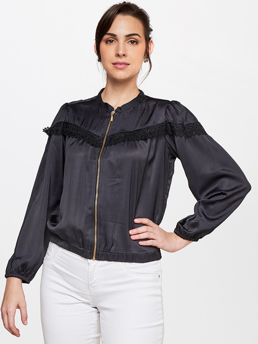 

AND Women Black Floral Tailored Jacket