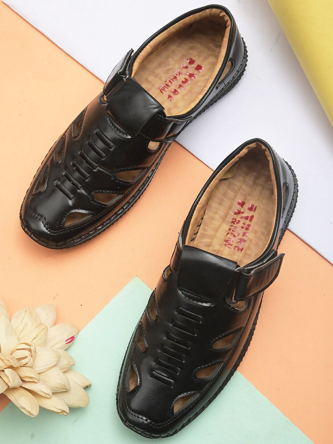 

HERE&NOW Men Black Shoe-Style Sandals