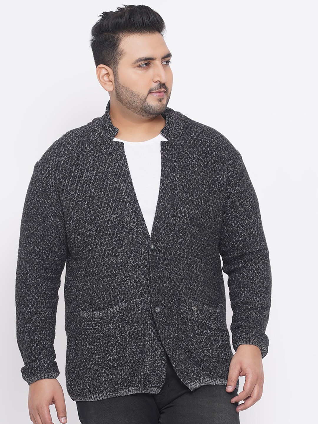 

Santonio Men Plus Size Grey Cardigan