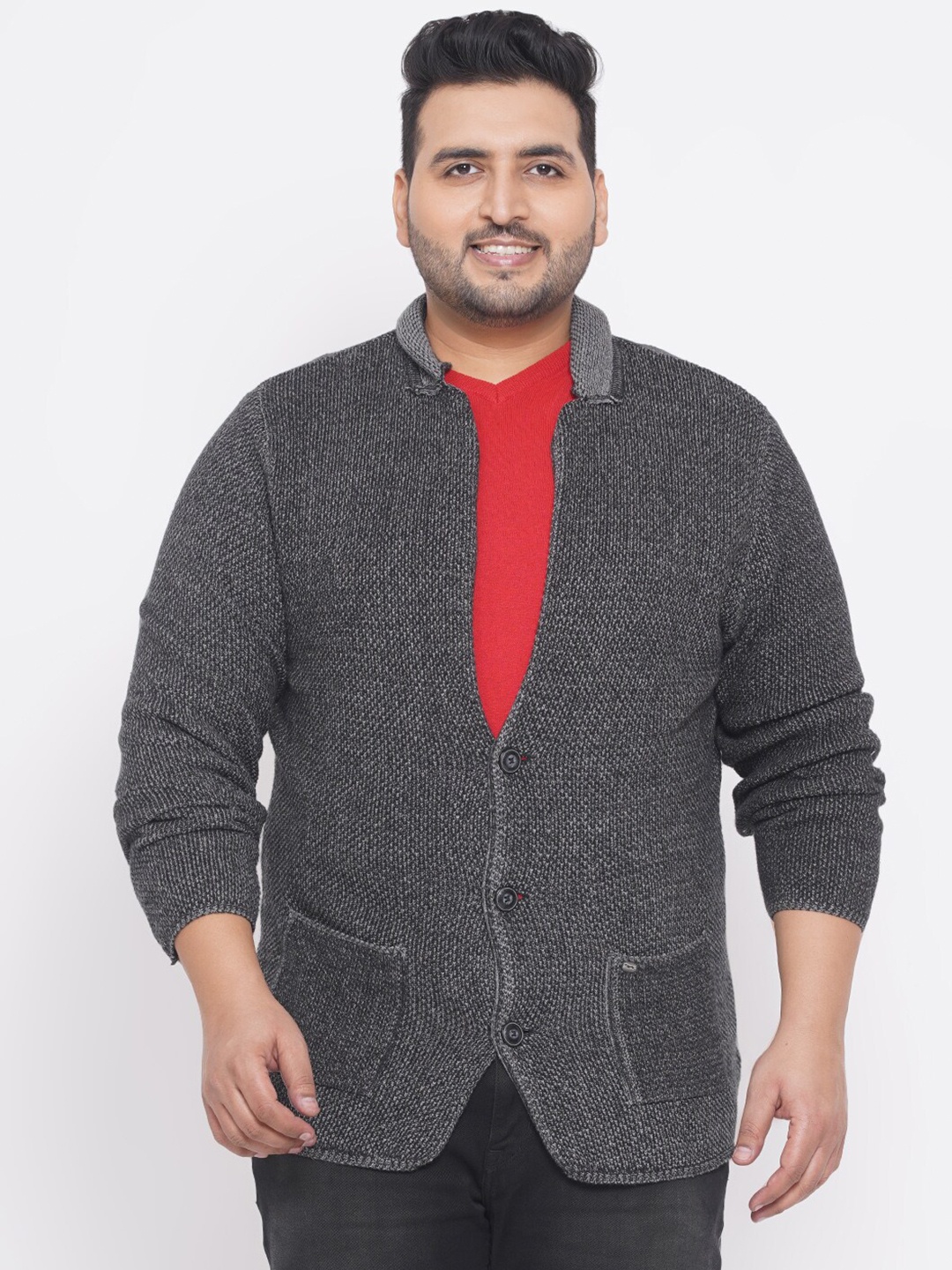 

Santonio Men Plus Size Grey Cardigan