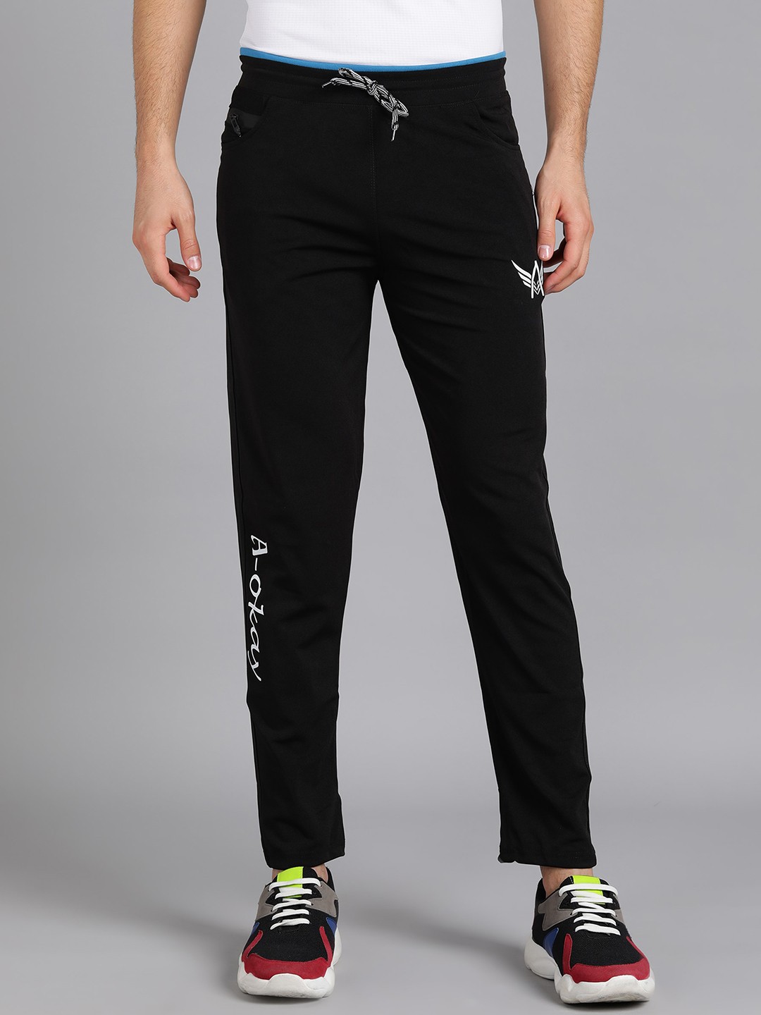 

A-Okay Men Black Solid Cotton Sports Track Pants