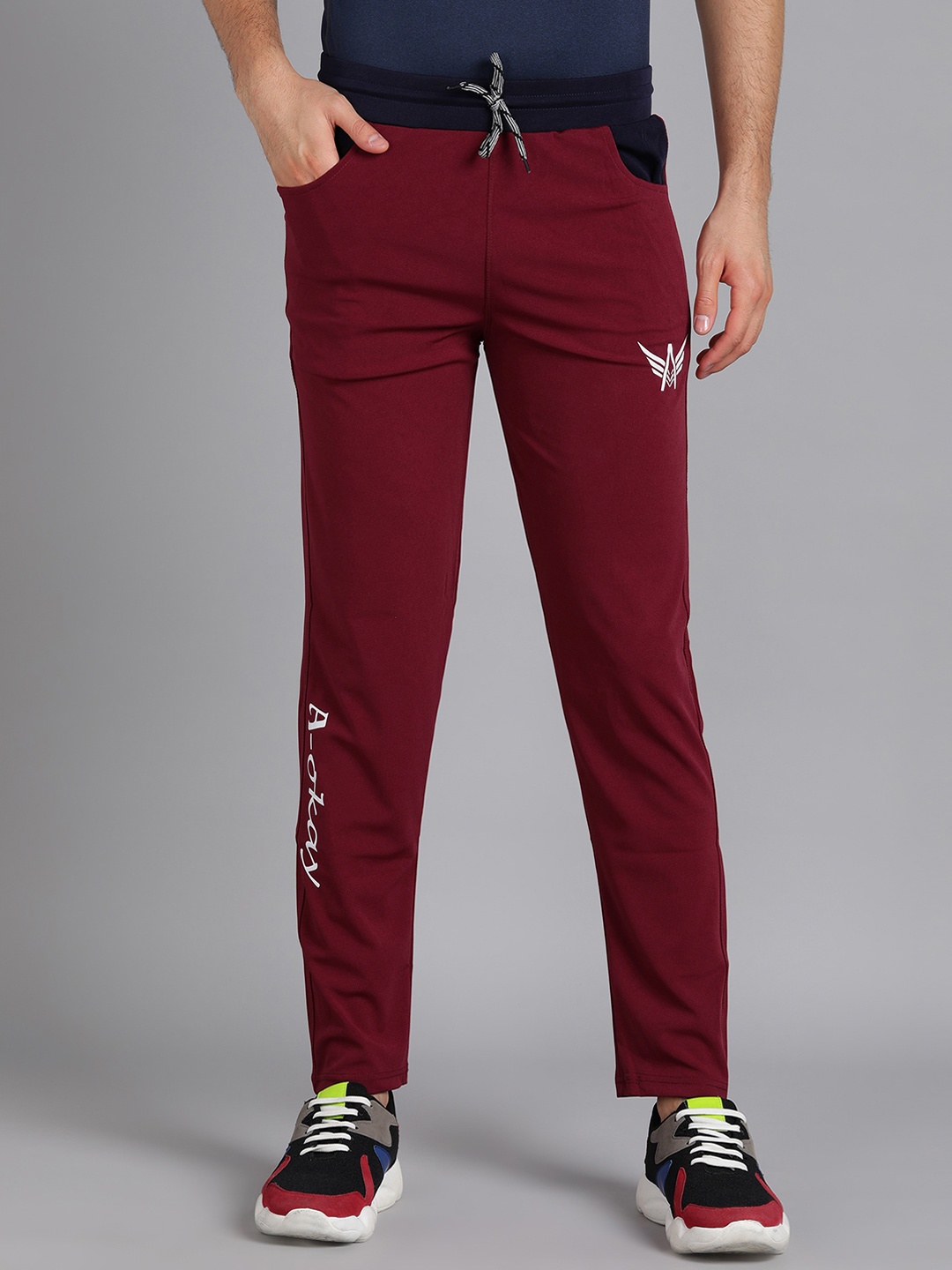 

A-Okay Men Maroon Solid Cotton Running Track Pants