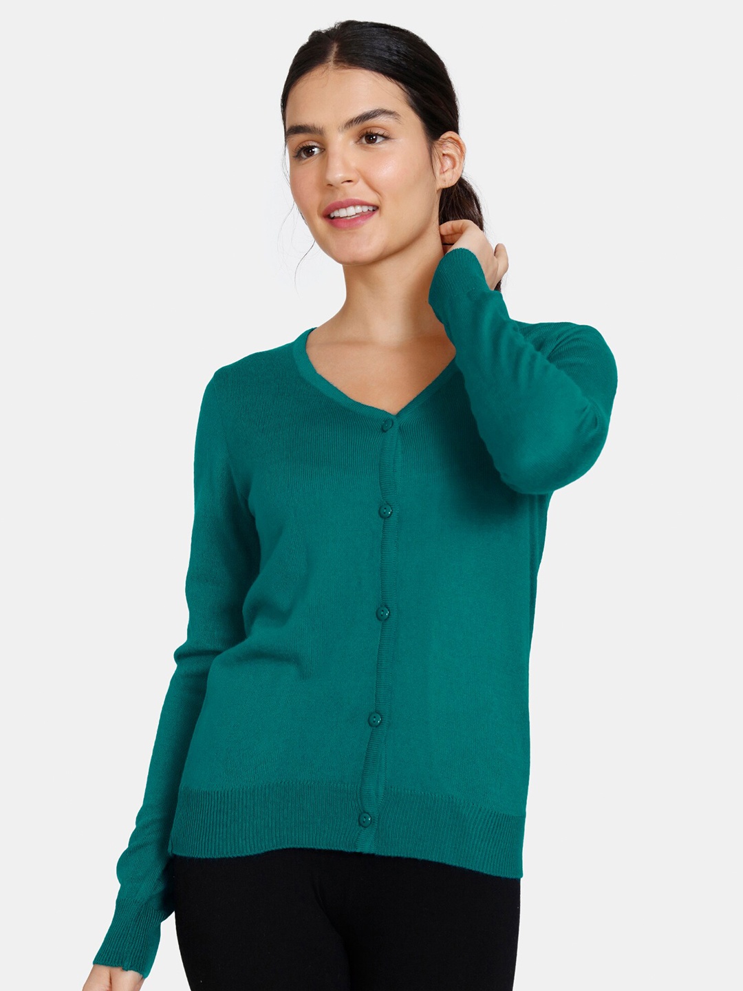 

Zivame Women Green Solid Acrylic Top