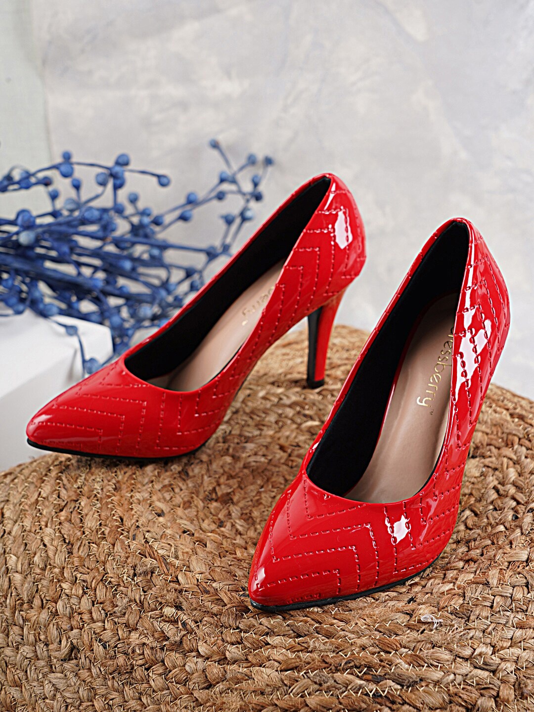 

DressBerry Red Printed Slim Heel Pumps