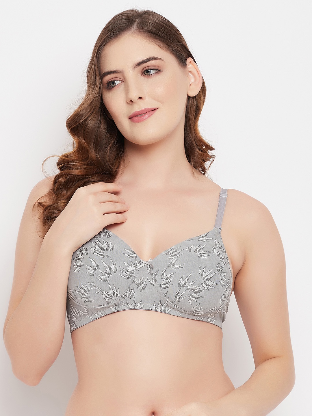 

Clovia Grey & White Abstract Printed Lightly Padded Bra